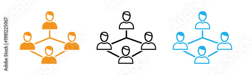 Hierarchical network diagrams illustrating organizational structures and relationships