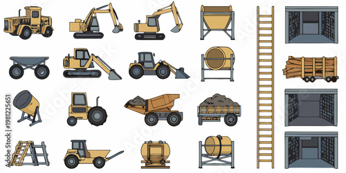 Construction equipment and materials a colorful illustrative collection