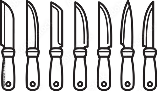 A collection of black and white spoons arranged in a row Vector