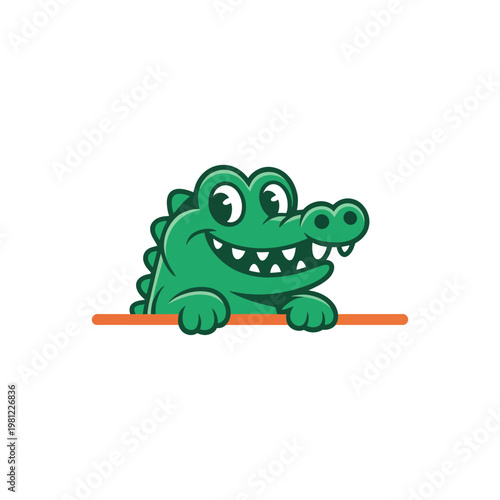 Cute Green Crocodile Mascot Illustration
