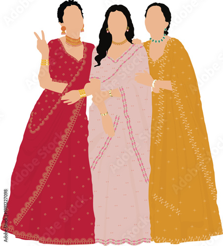 Indian Wedding Bridesmaids Group Portrait
