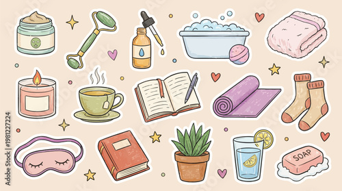 Self Care Routine Objects Illustration