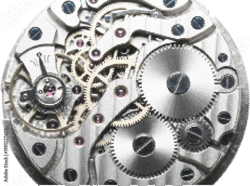 Precision Clockwork Mechanism for Industrial Engineering and Mechanical Watch Technology