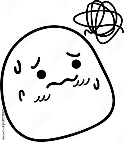 ad Cute Blob Character Doodle Minimal Black White Emotional Expression