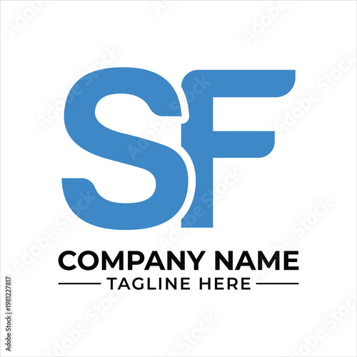 A blue and black logo with the letters sf
