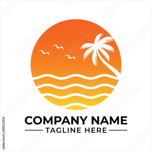 A pixelated orange sunset with a palm tree and birds