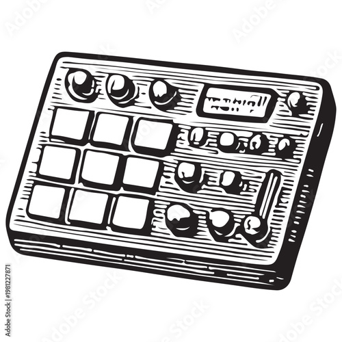 MIDI Controller Drum Pad Music Production Beat Maker Audio Equipment Illustration