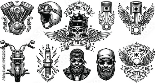 Historical illustration of diverse human faces and masks in intricate patterns Vector