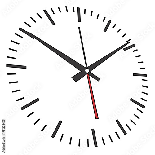A minimalist illustration depicts a classic analog clock face showing approximately ten minutes after the hour high quality professional detailed modern elegant