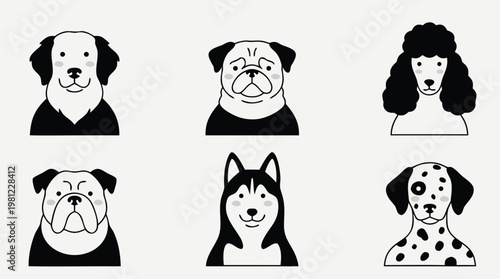 Collection of Dog Breeds Portraits.