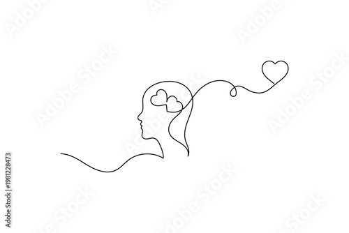 Mental health continuous line art representing empathy and support