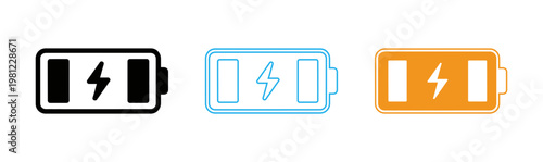 Battery charge levels illustration empty partial and full
