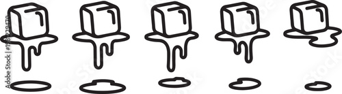 Five black office chairs with swivel bases and armrests in a row Vector