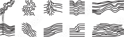 Different types of brain wave patterns illustrated with line art Vector