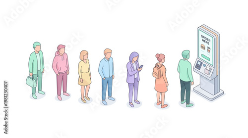 People waiting in line outdoors.