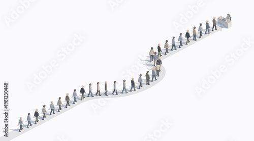 People Walking in Line Formation.