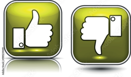 Illustration of thumbs up and down buttons. Vector Thumbs Up and Down Buttons.