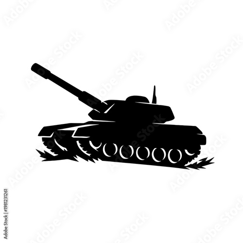 Isolated green Soviet T-34 tank vector illustration showing a heavy armored military vehicle silhouette with a powerful cannon and machine gun for army battle conflict and war history