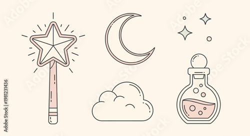 Magical star wand with sparkles.