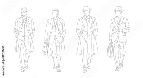 Men in business attire walking together.