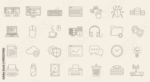 Collection of various computer icons.