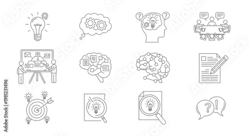 Icons of business ideas and innovation.