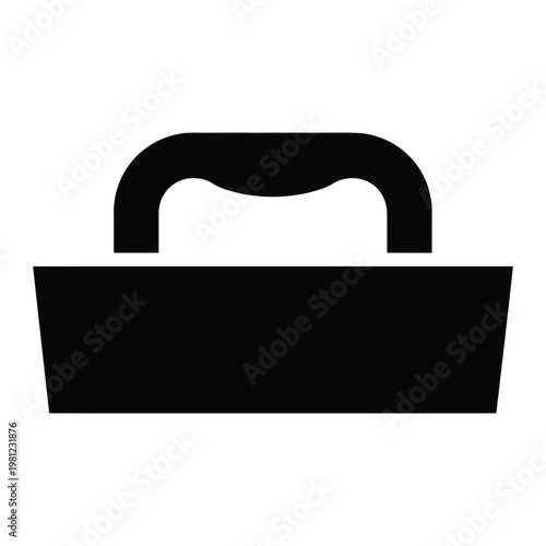 A simple black silhouette of a traditional bricklaying trowel against a neutral background silhouette