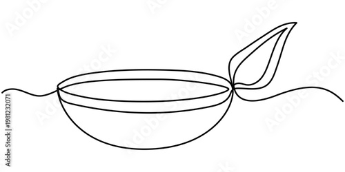 Continuous one line drawing of Diya lamp for Diwali,  Deepavali celebration oil lamp line art vector design,  outline vector illustration. 