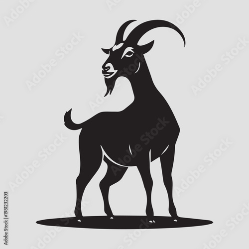 Eid Al Adha Goat Silhouette Flat Black Minimal Vector Isolated on White Background