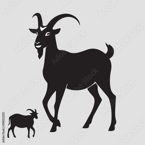 Eid Al Adha Goat Silhouette Flat Black Minimal Vector Isolated on White Background