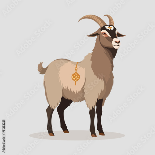 Eid Al Adha Goat Silhouette Flat Black Minimal Vector Isolated on White Background