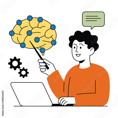 Woman in orange shirt holding a yellow polka dot umbrella