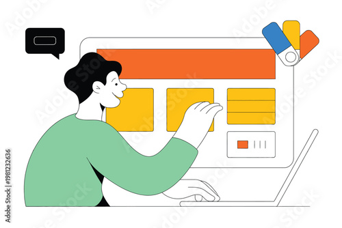 Woman in teal dress working on yellow cardboard boxes in warehouse