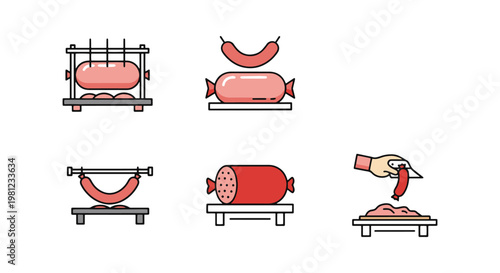 Sausage maker Line art vector modern abstract minimal shapes