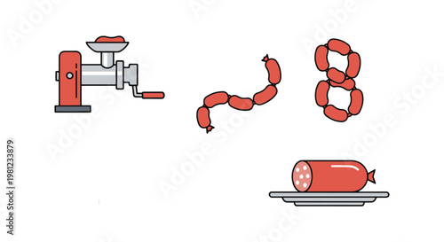 Sausage maker Line art vector modern minimal shapes illustration