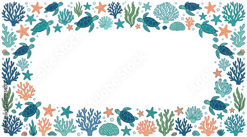 Colorful Ocean Border Frame Design.