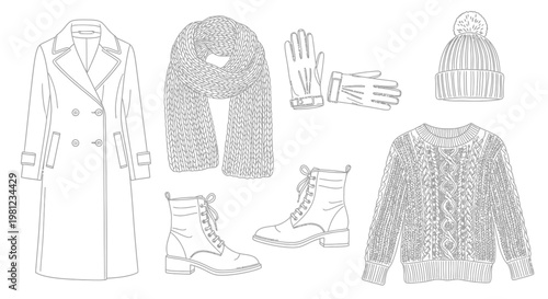 Winter clothing and accessories on display.