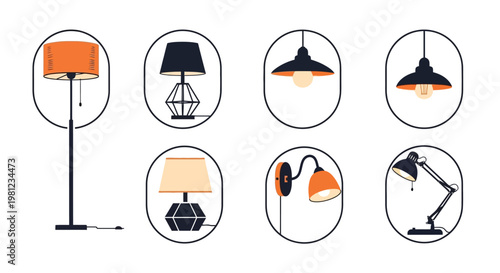 Modern lamp designs and shapes variety.
