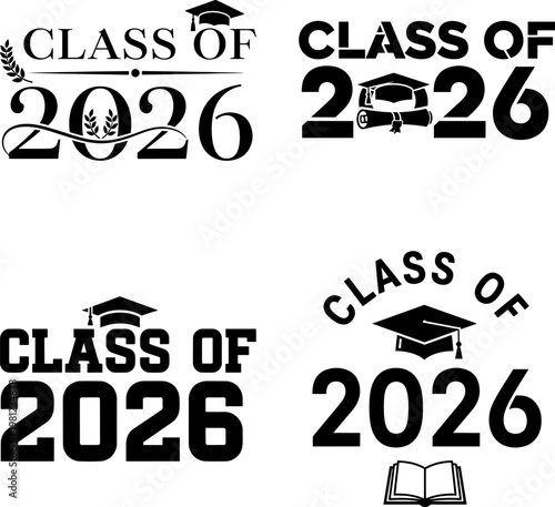 Class of 2026 graduation icons and symbols for college alumni  various designs