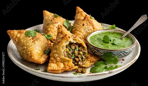 Samosa Png, Hd, Chicken Samosa, Chatni, Green Sauce,