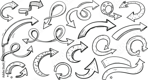 Hand drawn arrows a collection of sketchy hand drawn directional elements