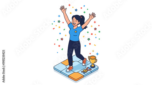 Woman Celebrating on Dance Floor.