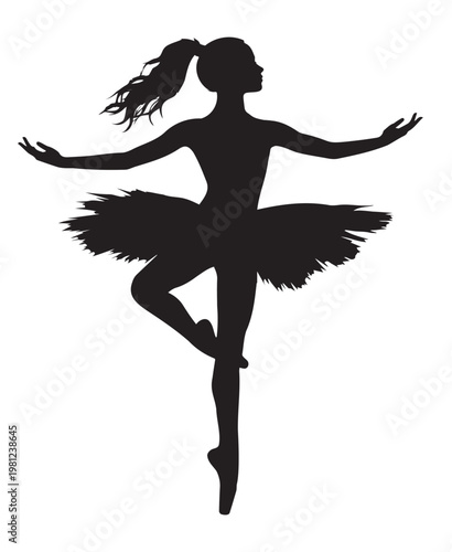 Graceful Silhouette: The silhouette of a ballet dancer in mid-performance, captured in a moment of poised elegance, conveying beauty and art.