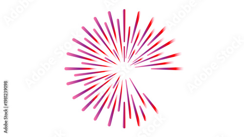 Pink and red firework burst on white background with firework explosion celebration abstract sparkler decoration background