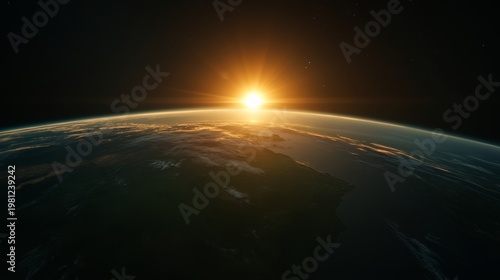 Dawn of a new day earth rising against the backdrop of a stunning sunrise outer space digital artwork cosmic perspective nature's beauty