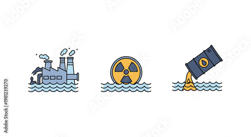 Sea contamination Line art modern abstract vector