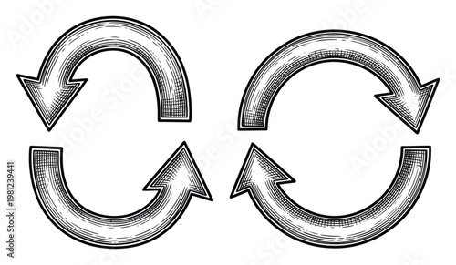 Vintage Circular Arrows Symbolizing Cycles and Repetition