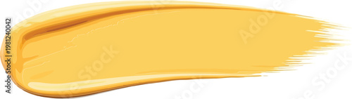 Yellow orange creamy liquid makeup or paint stroke isolated on transparent background
