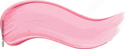 Pink creamy liquid makeup or paint stroke isolated on transparent background