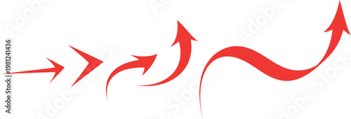 Dynamic red arrows a visual representation of growth and forward momentum